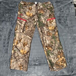 Realtree Xtra Camo Hunting Pants Mens XL Windproof Water Resistant Cargo Brown